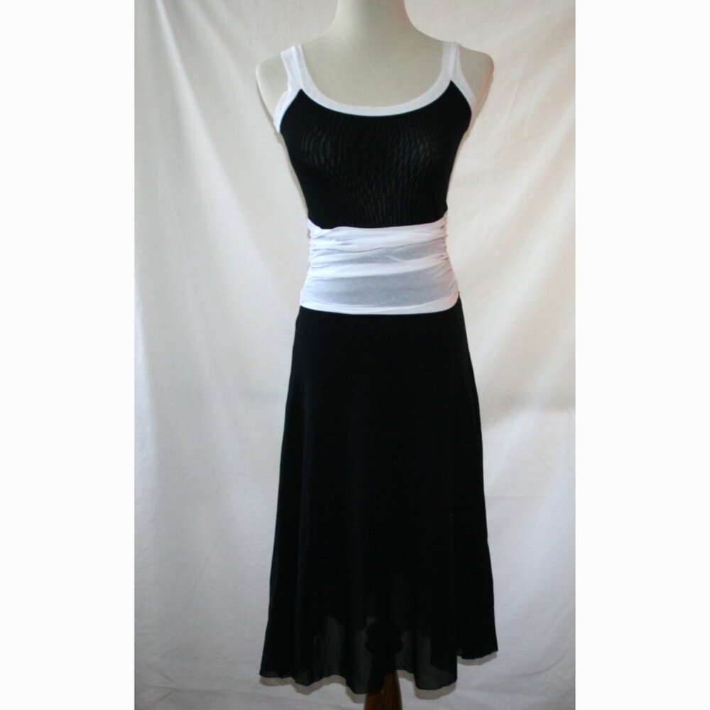 Petit Pois by Viviana  Black with White Trim Mesh Dress Small